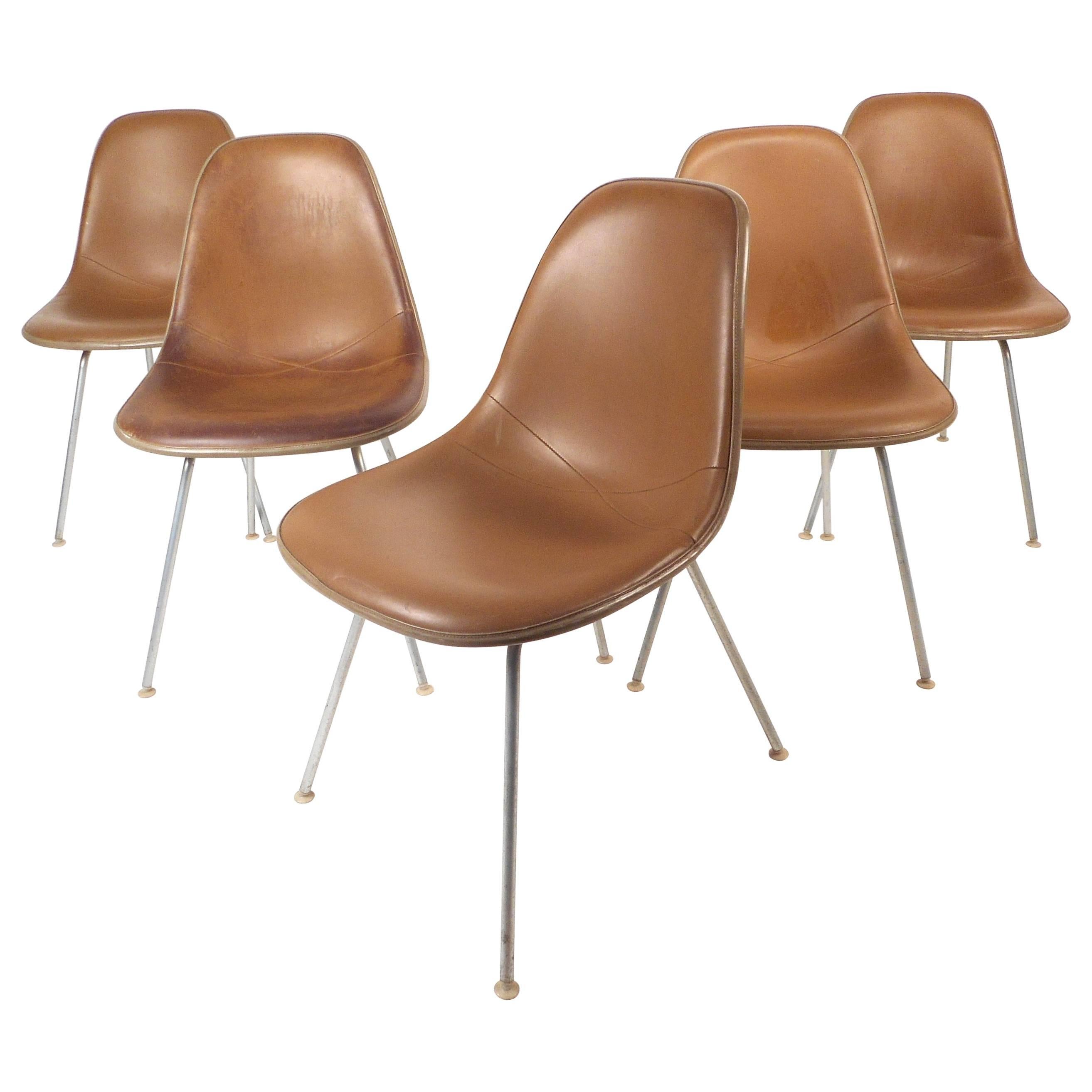 Set of Mid-Century Modern Fiberglass Shell Chairs by Herman Miller