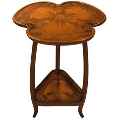 Walnut Carved and Marquetry Gueridon by Louis Majorelle, circa 1900