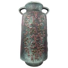 Early Contemporary Handmade Hand Glazed Carved Relief Ancient Script Vase