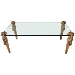 Wonderful P. E. Guerin Neoclassical Swag Silvered Bronze Glass Coffee Table