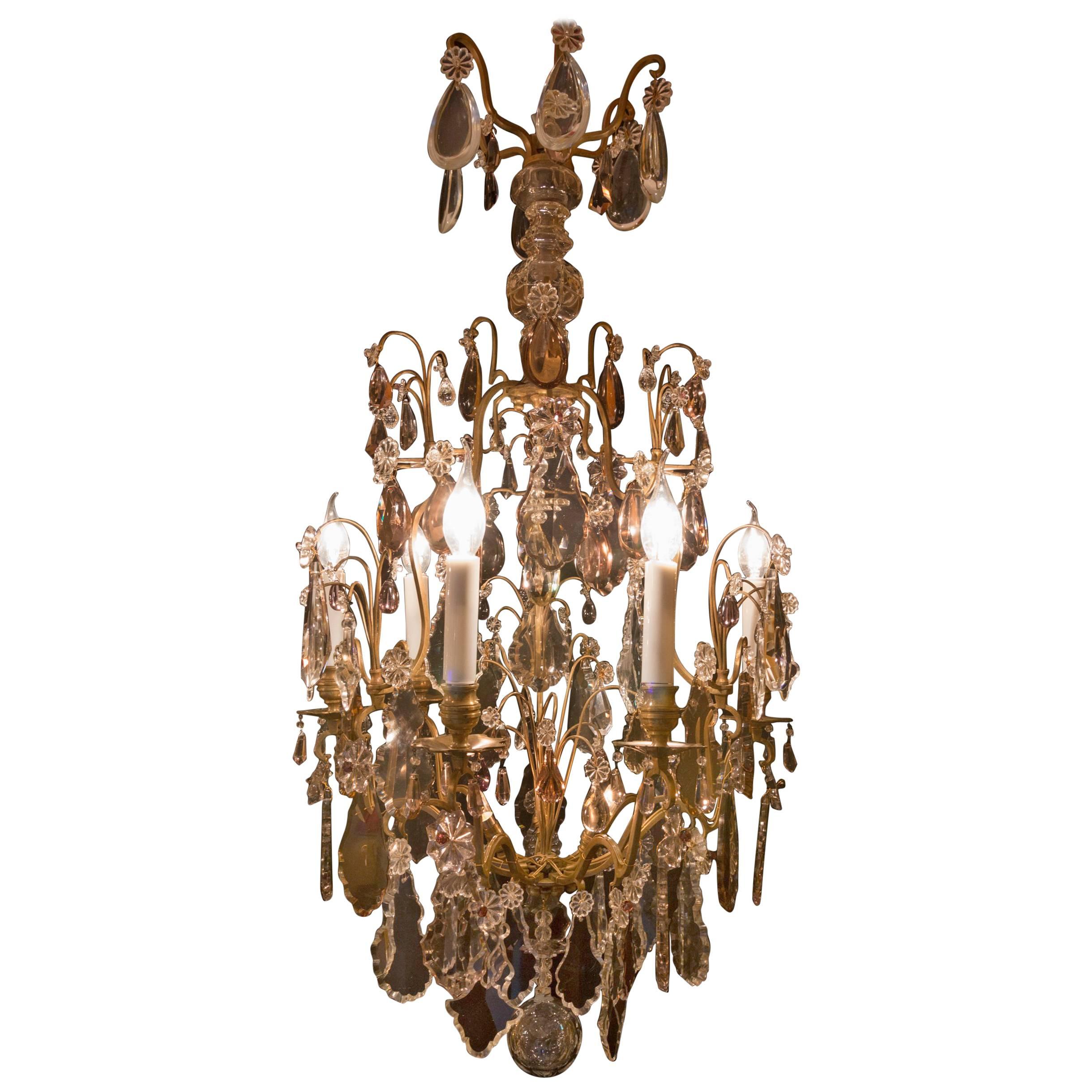 French Louis XV Style, Gilt Bronze and Crystal Chandelier Attributed to Baccarat For Sale