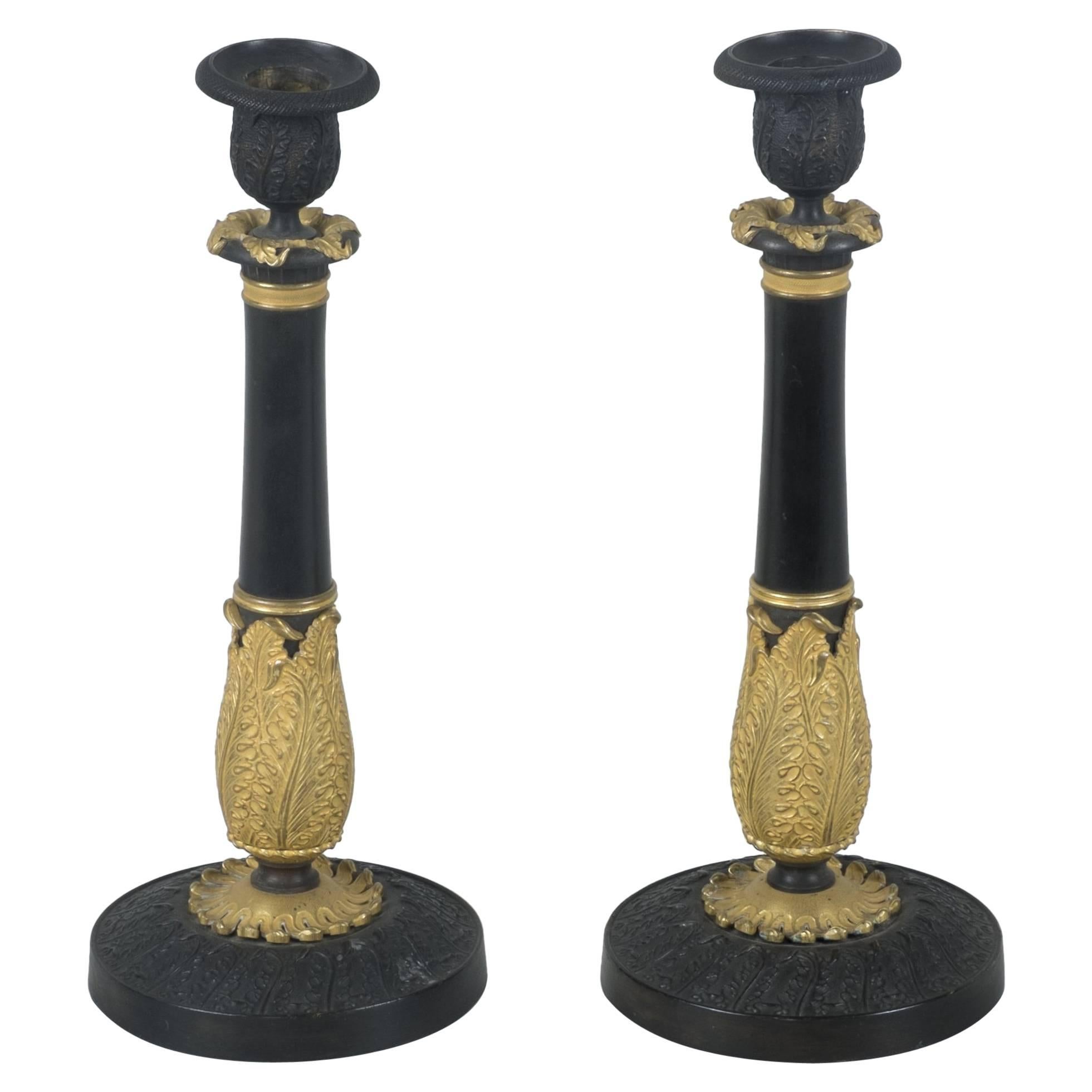Pair of French Restauration Candlesticks For Sale