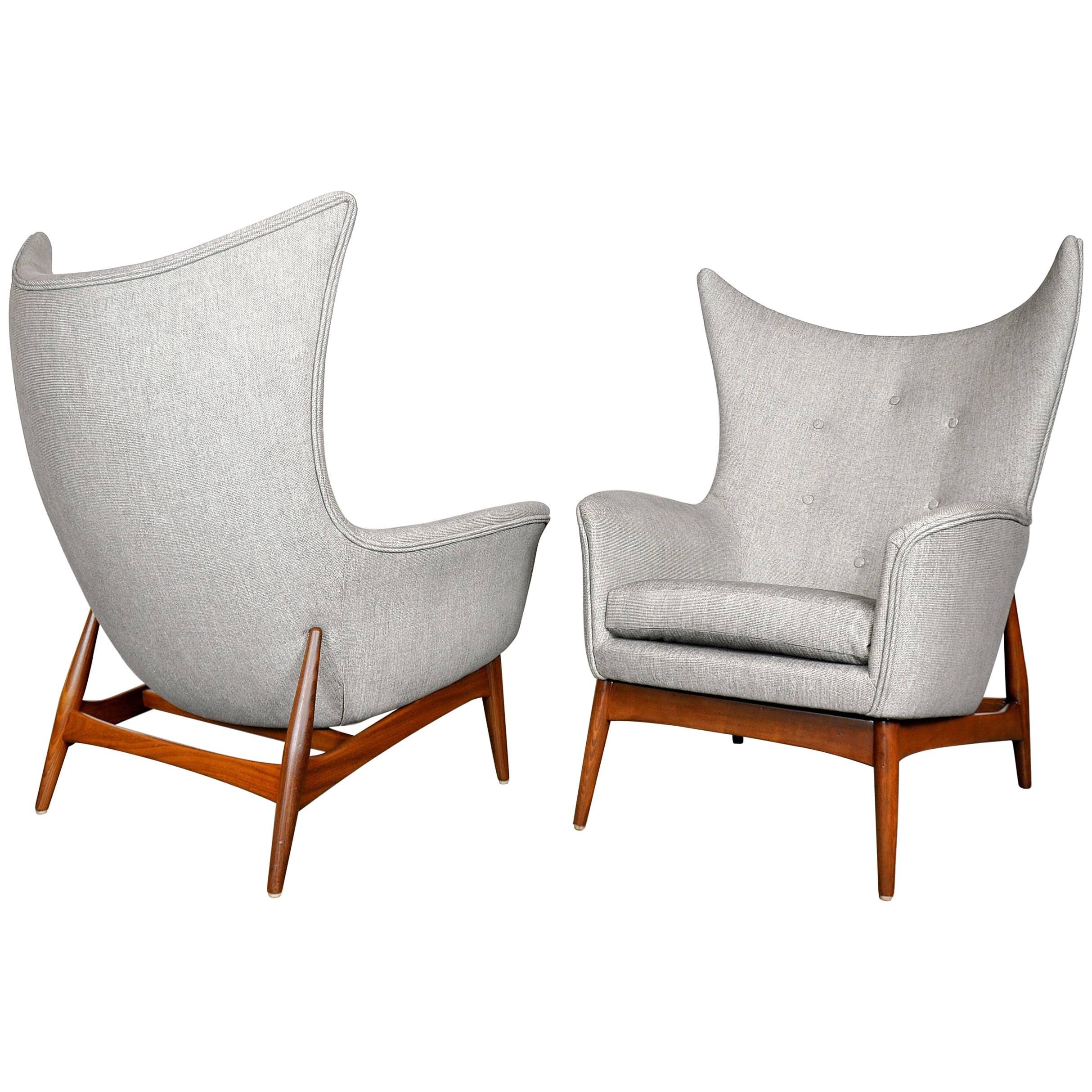 Pair of H.W. Klein for Bramin Teak Wingback Lounge Chairs