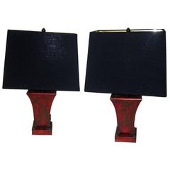 19th Century Chinoiserie Tole Lamp Pair 5