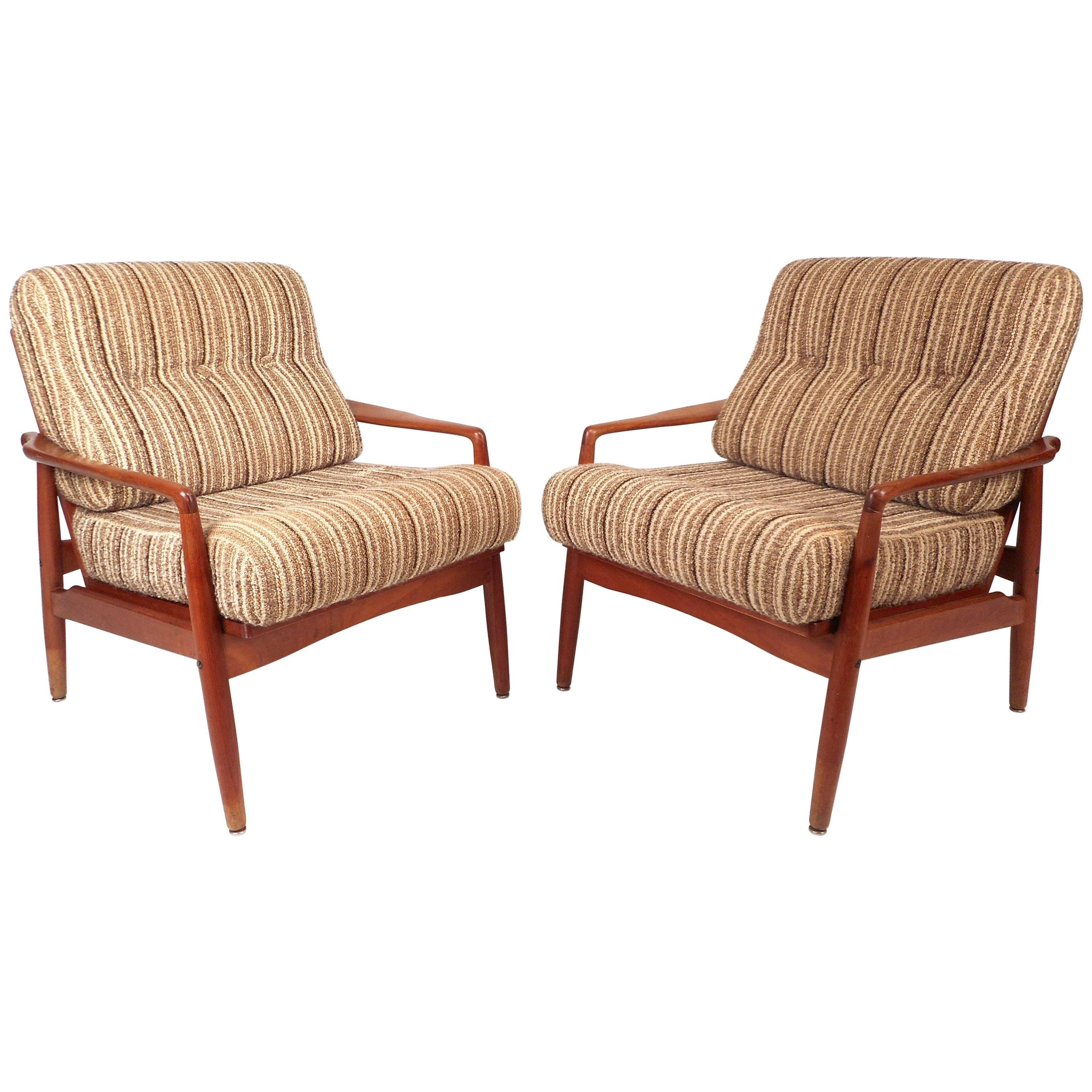 Pair of Mid-Century Modern SL Mobler Danish Teak Lounge Chairs