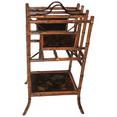 Wonderful 19th Century English Bamboo Chinoiserie Magazine Rack Stand Canterbury