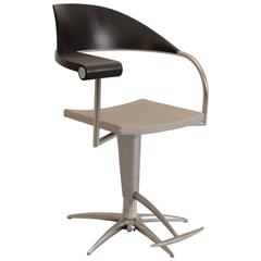 Swivel Armchair in Black and Silver by Philippe Starck, 1980s 9