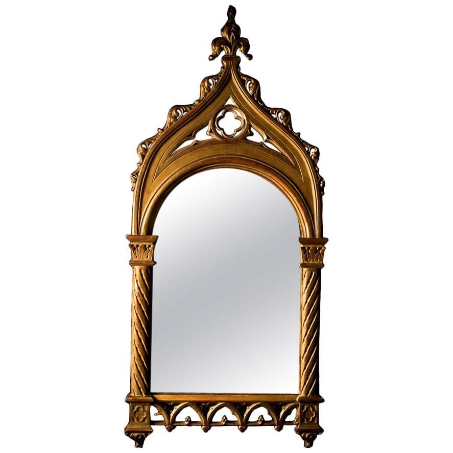 Carved Giltwood Gothic Revival Pier Mirror, mid 19th Century