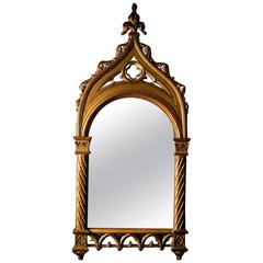 Carved Giltwood Gothic Revival Pier Mirror, mid 19th Century