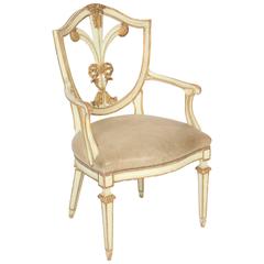 Neoclassical Style Painted and Gilt Armchair