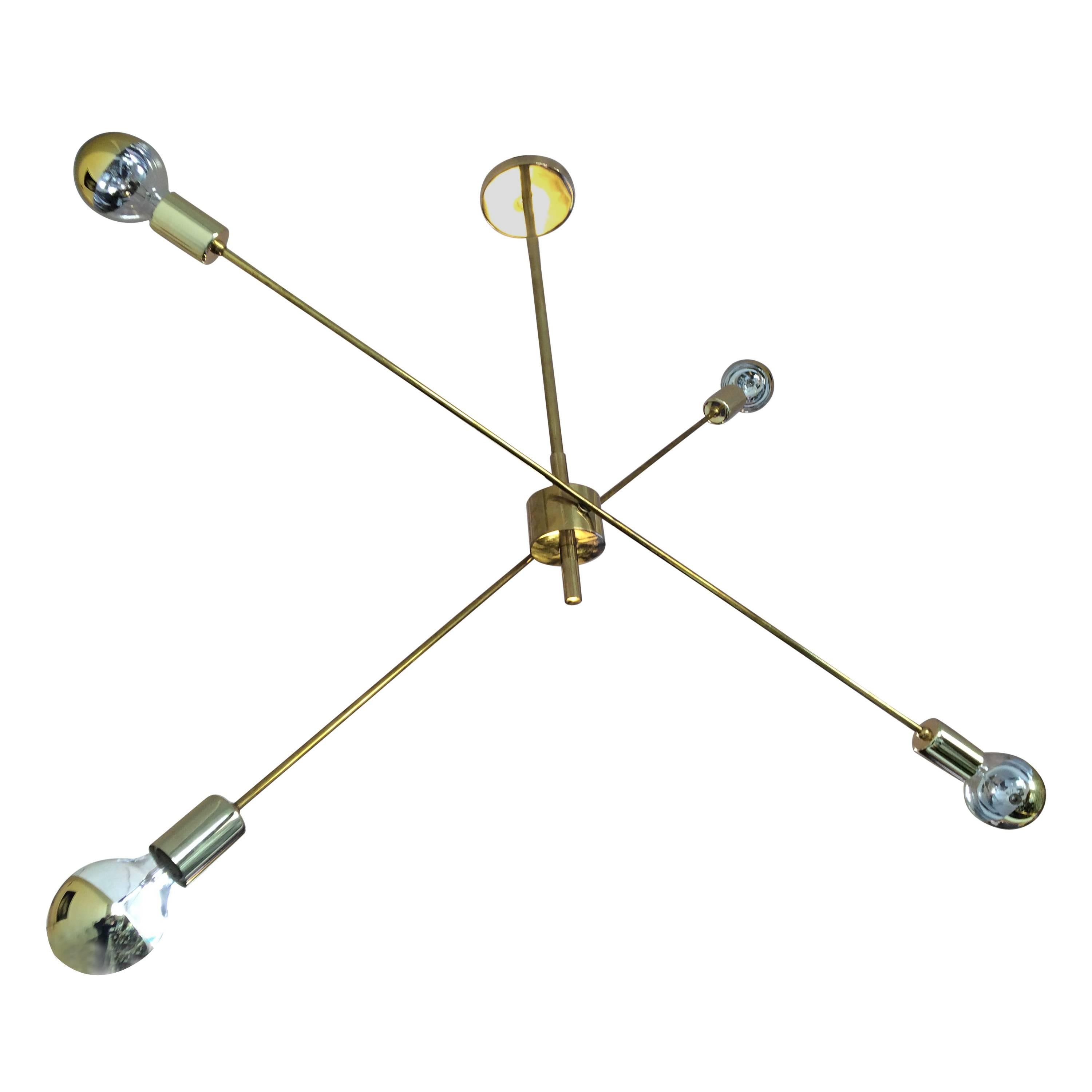 Stilnovo Style "X" Brass Chandelier