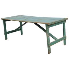 Used Collapsible Leg Farm Dining Table in Old Green Paint