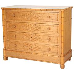 Faux Bamboo Marble-Top Chest of Drawers