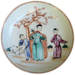 Antique 18th C Chinese Porcelain Saucer Dish or Plate, Qing Qianlong Circa 1760