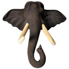 Hand-Carved Elephant Head