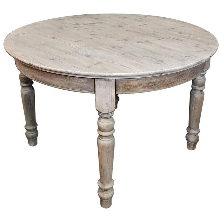 Antique Country French Round Whitewashed Dining or Centre Table at 1stDibs