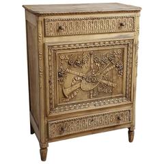 Country French Louis XVI Hand Carved Stripped Oak Confiturier, Circa 1830s