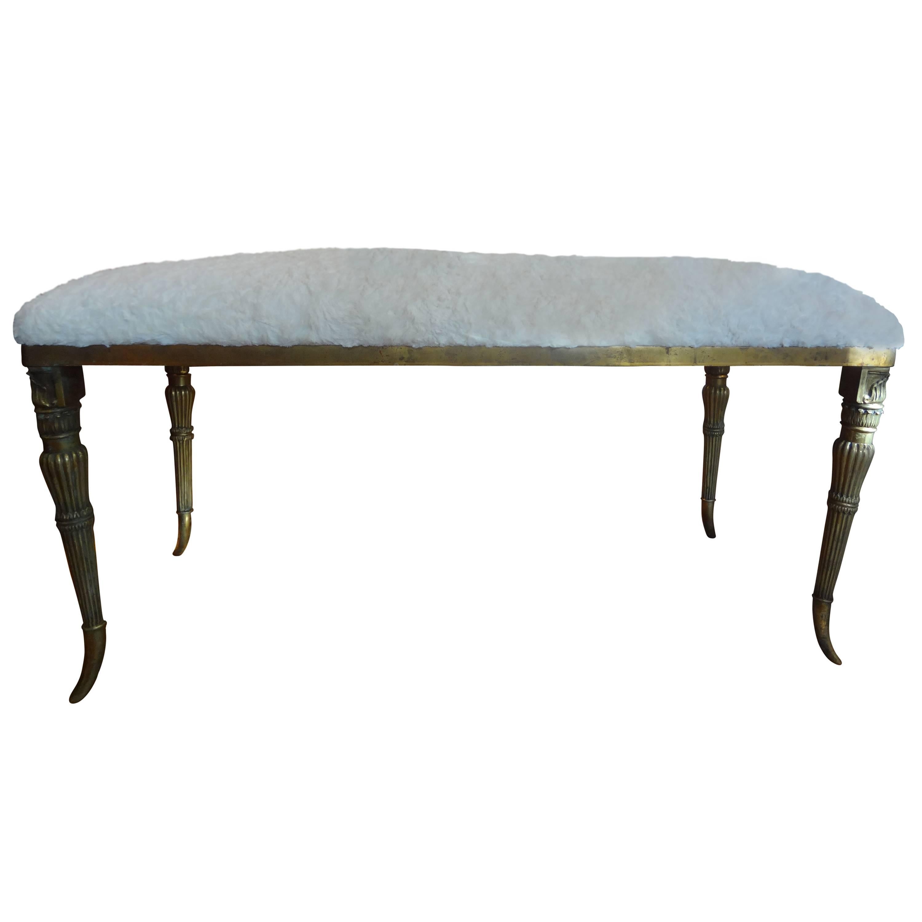 Italian Gio Ponti Inspired Neoclassical Style Brass Bench from Milan