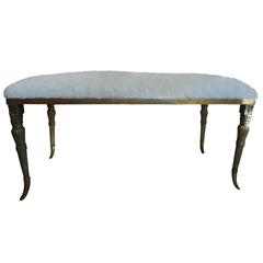 Vintage Italian Gio Ponti Inspired Neoclassical Style Brass Bench from Milan