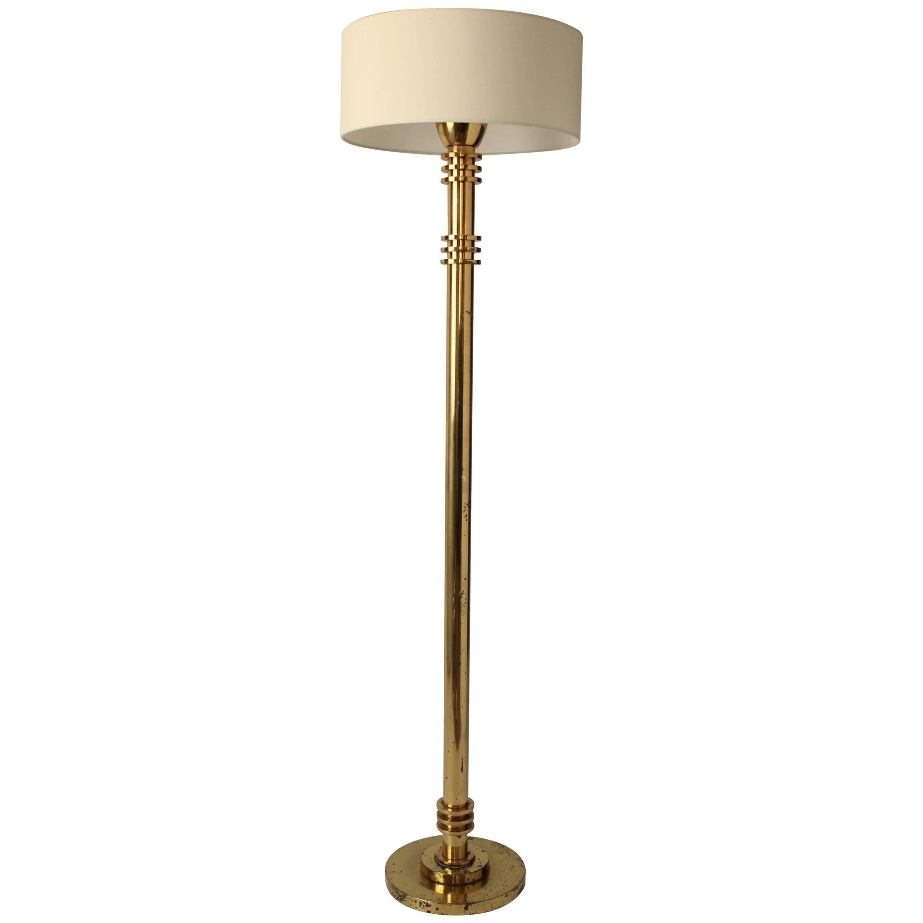 Art Deco Style Brass Floor Lamp in the Manners of Karl Springer, 1950s, USA