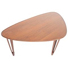 Danish Modern Biomorphic Triangular Coffee Table in Teak