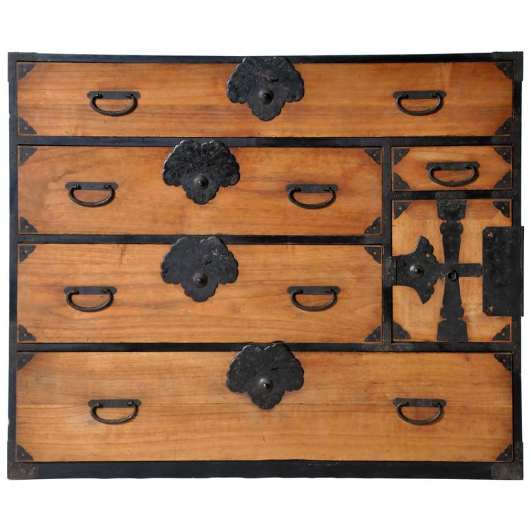 Japanese Tansu with Black Hardware at 1stDibs