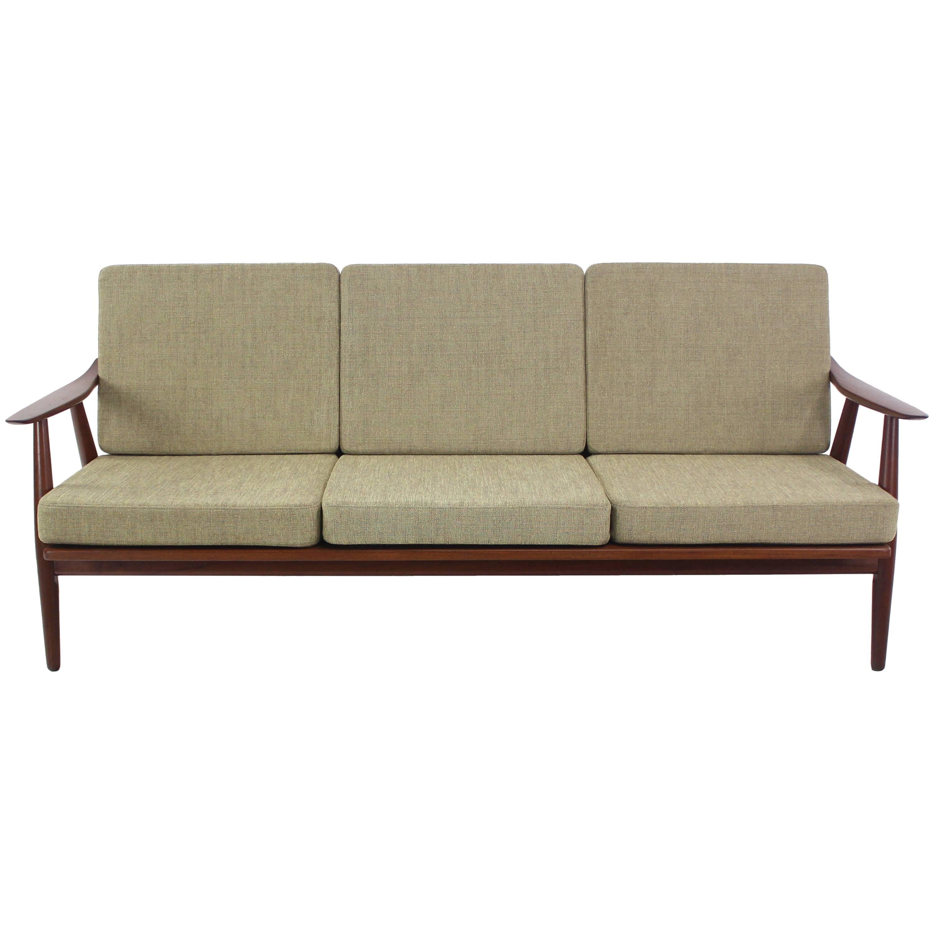 Danish Modern Teak Framed Sofa Designed by Hans Wegner For Sale