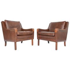 Pair of Møgensen Style Patinated Lounge Chairs
