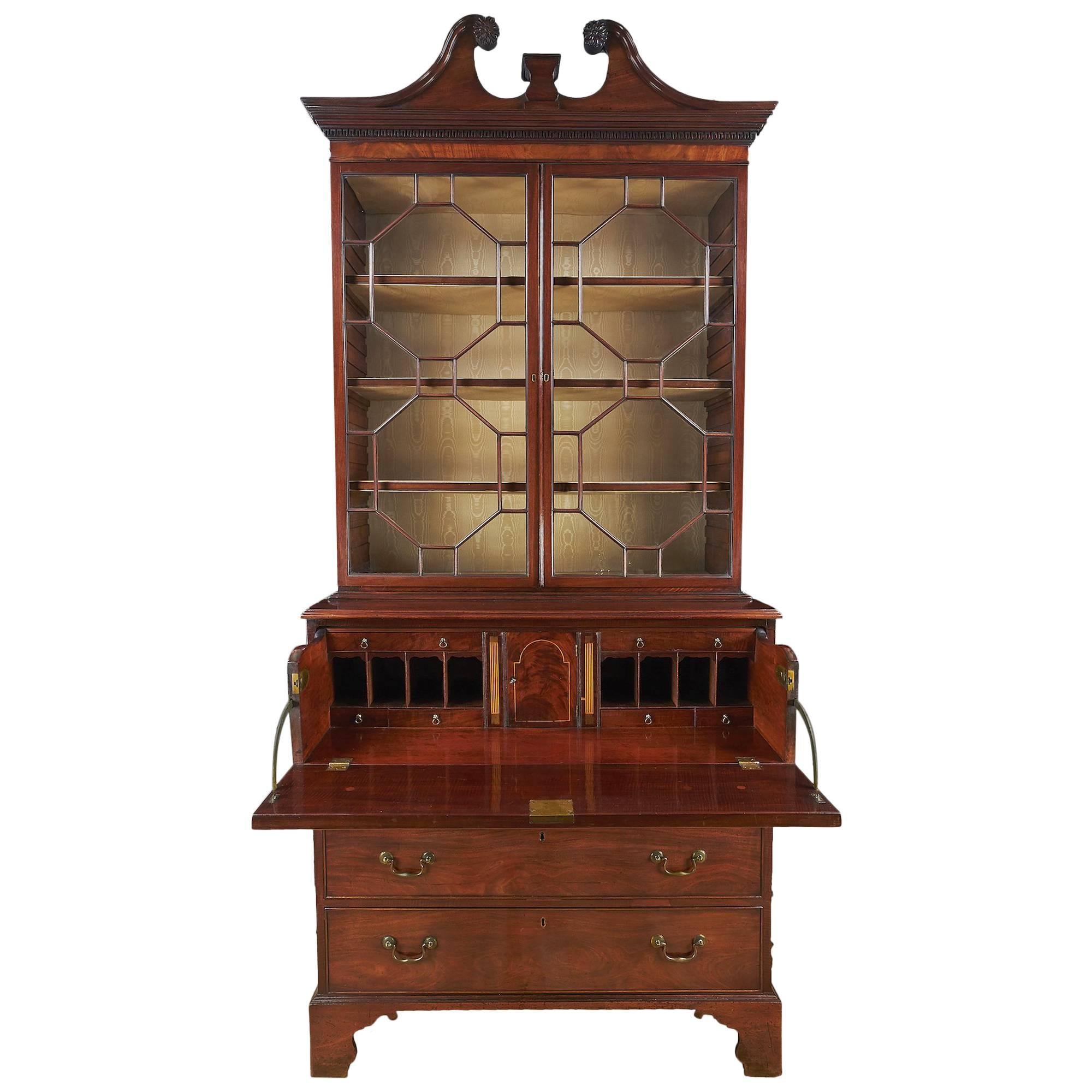 George III Mahogany Secretary Bookcase