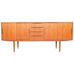 Danish Modern Large Teak Sliding Door Credenza 1