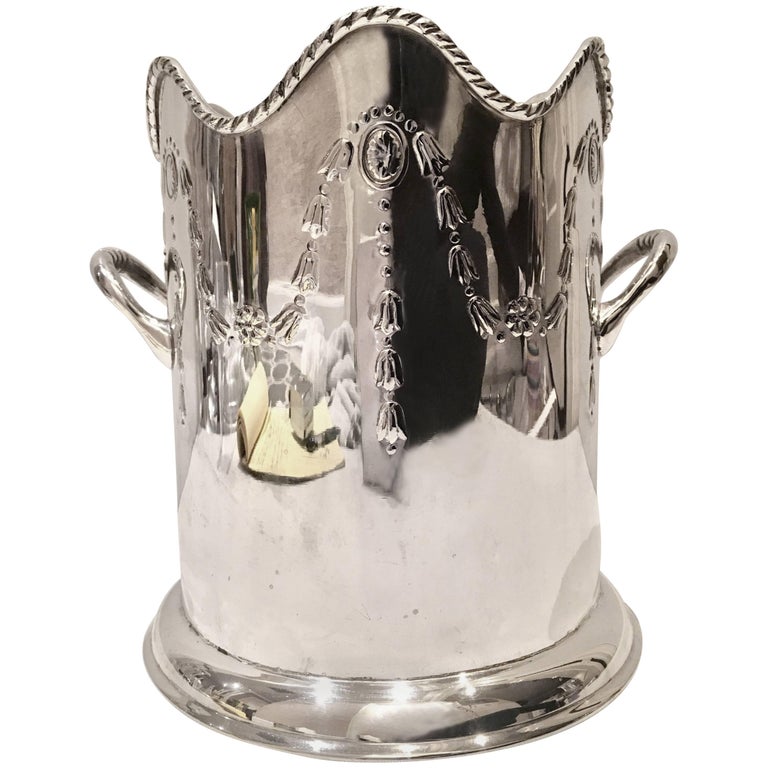 Vintage Neoclassical Style Silver Plate Champagne Ice Bucket For Sale