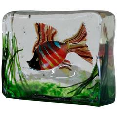  Handblown Murano Sculpture of Fish in Colored Glass