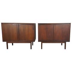 Matched Pair of Oiled Walnut Cabinets, Made in Denmark