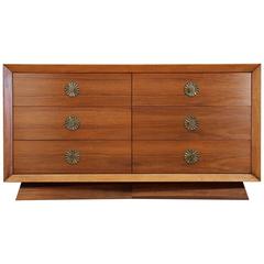 Modernist Walnut Six-Drawer Dresser
