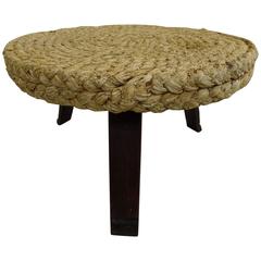French 1940s Woven Rush Coffee Table by Audoux, Minet 8