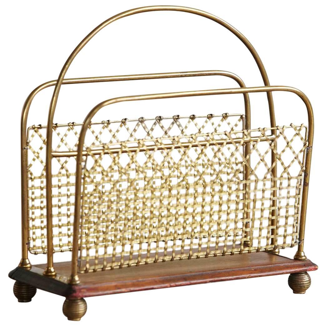 19th Century Aesthetic Movement Woven Brass Canterbury or "Magazine Stand"