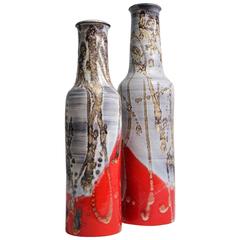 Pair of Tall Marcello Fantoni Ceramic Vases