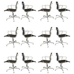 Eames for Herman Miller Aluminium Group Chairs in Black Mesh