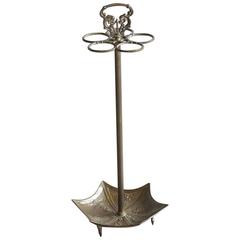 Art Nouveau Cast Iron Umbrella or Cane Stand with Base like an Open Umbrella 9