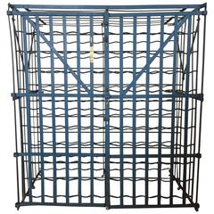 French Strap Metal Industrial Rigidex 100 Bottle Wine Rack Cage