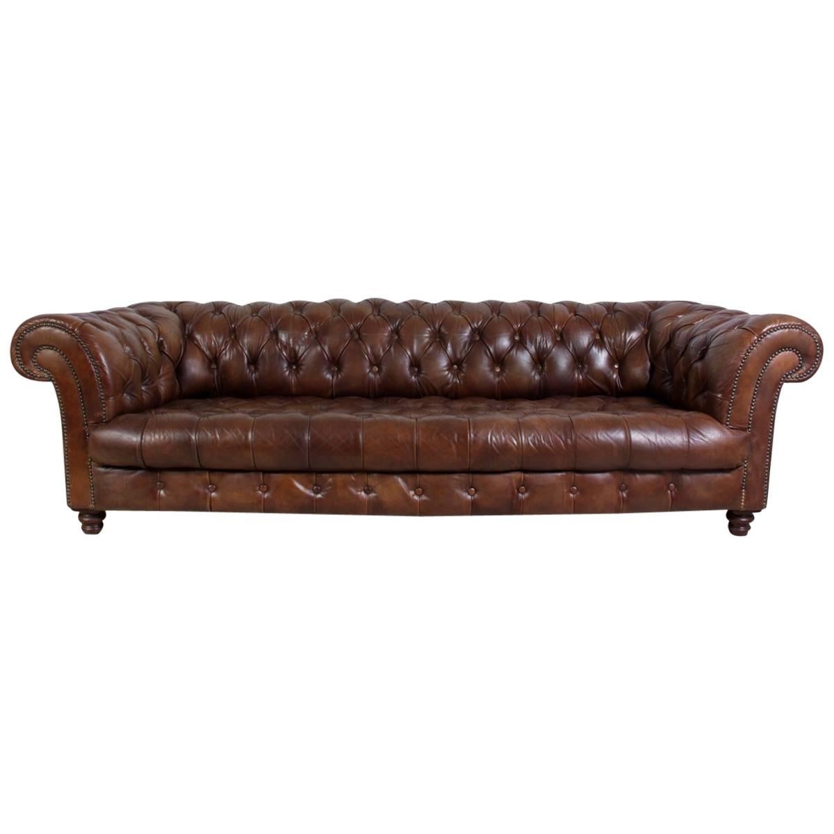 Vintage Leather Chesterfield with Buttoned Seat