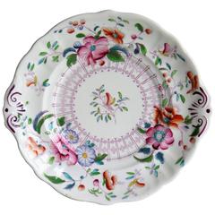 Staffordshire Serving Dish or Plate, Porcelain, Hand-Painted, circa 1825 5