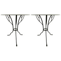 Pair of French Mid-Century Wrought Iron Side Tables in the Style of Giacometti