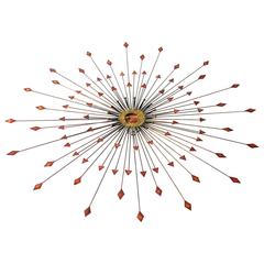 Large Copper, Brass and Steel Sunburst Wall Art Sculpture, 1970s, USA 11