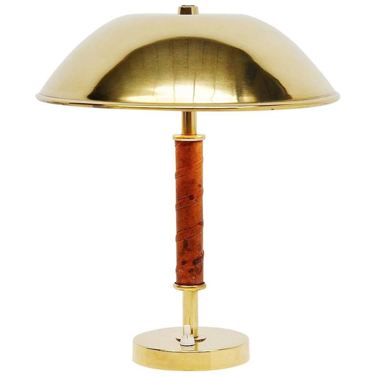 Asea Belysning Brass And Leather Table Lamp Sweden 1960 For Asea Belysning Brass And Leather Table Lamp Sweden 1960 For
