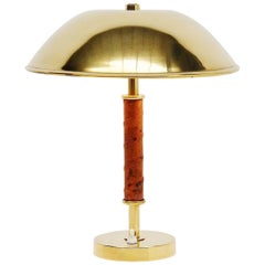ASEA Belysning Brass and Leather Table Lamp, Sweden, 1960