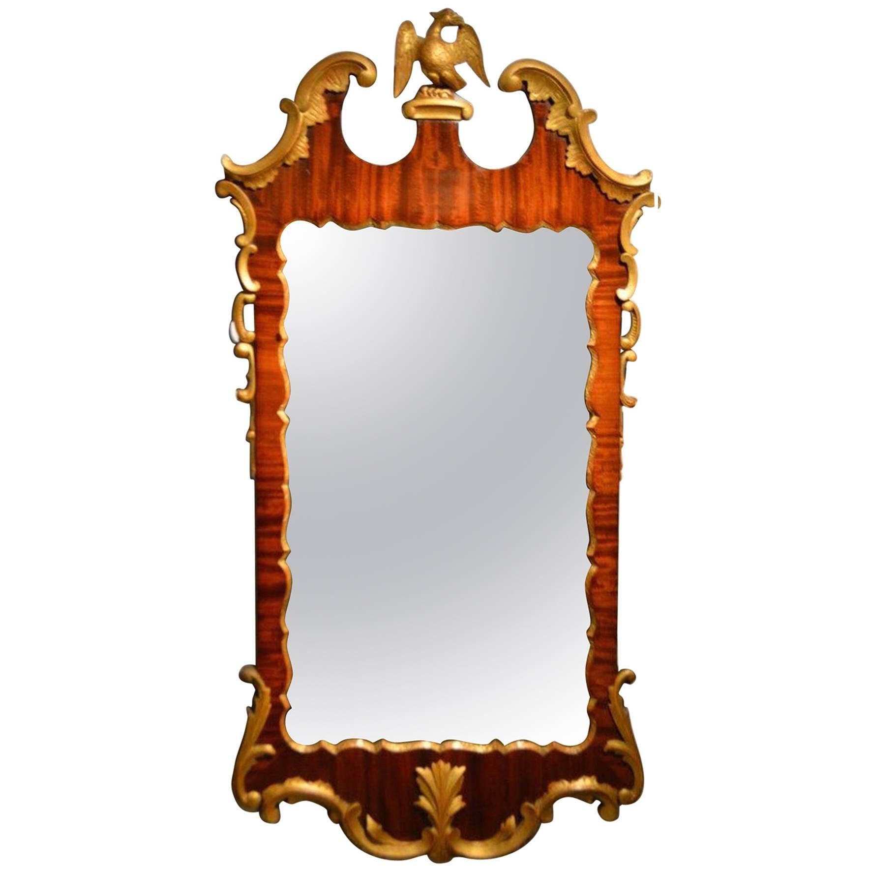 Mahogany and Carved Giltwood George II Style Wall Mirror