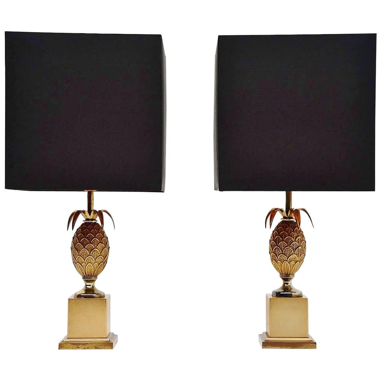Pair of Maison Le Dauphin Pineapple Table Lamps, France, 1970
