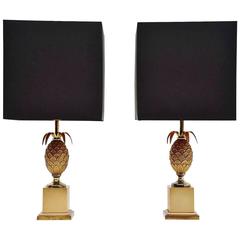 Pair of Maison Le Dauphin Pineapple Table Lamps, France, 1970