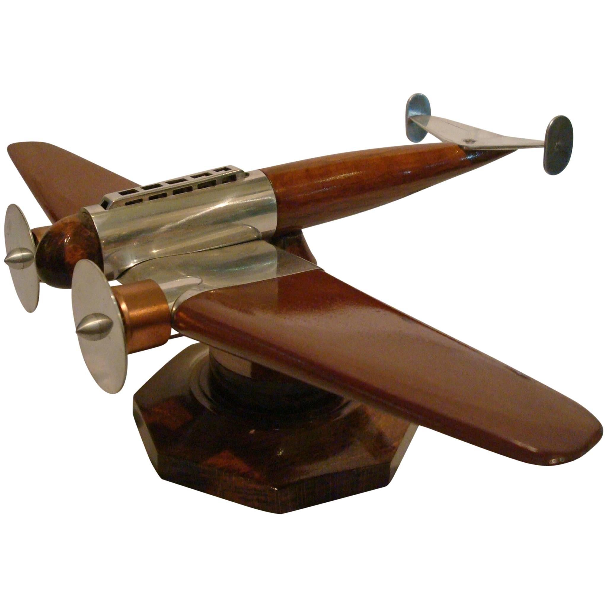 Art Deco Airplane Desk Model, France, 1930s